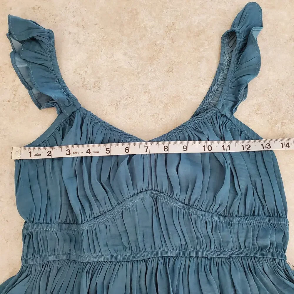 Lulus Sanne Teal Green Flutter Sleeve Tank Top Size M - Picture 7 of 13